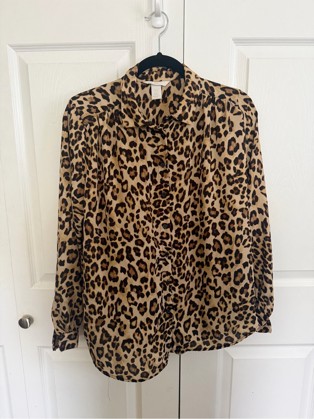 5 for $25! H&M Leopard Print Button-Up Blouse - Tan and Black